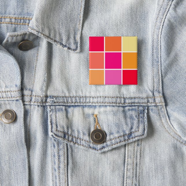 Pink, Orange and Yellow Squares 15 Cm Square Badge (In Situ)