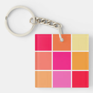 Pink, Orange and Yellow Squares Key Ring