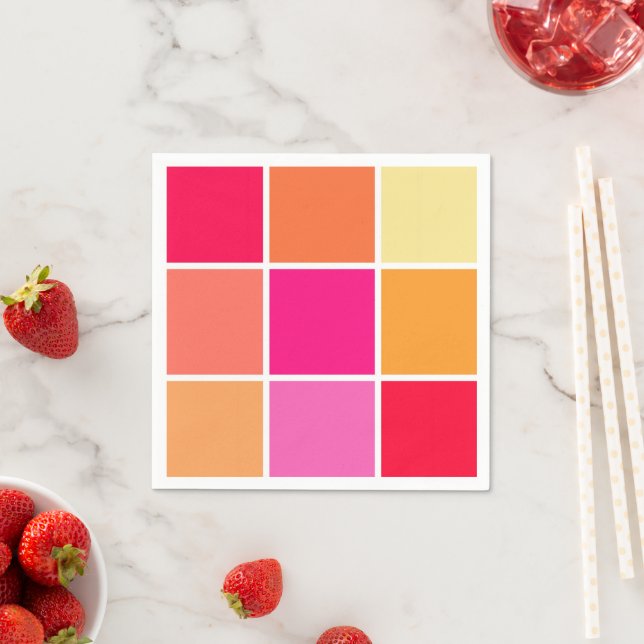 Pink, Orange and Yellow Squares Napkin (Insitu)