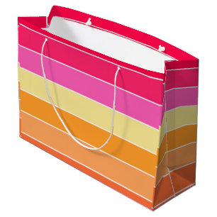 Pink, Orange and Yellow Stripes  Large Gift Bag