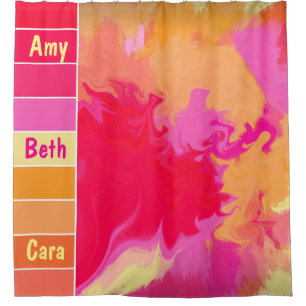 Pink, Orange and Yellow Watercolor Boxes Shower Curtain