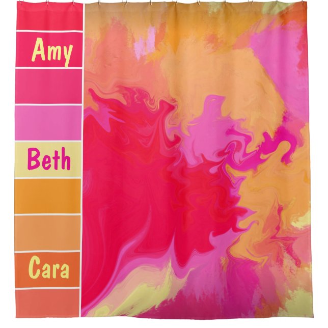 Pink, Orange and Yellow Watercolor Boxes Shower Curtain (Front)