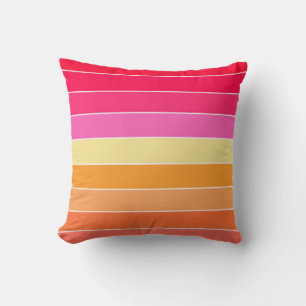 Pink, Orange and Yellow Watercolor Stripes Cushion