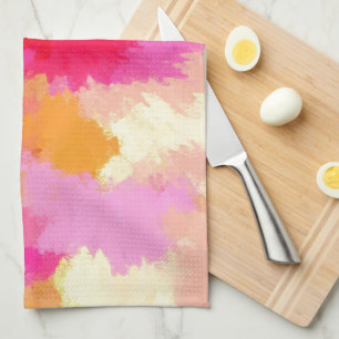 Pink, Orange and Yellow Watercolors Tea Towel