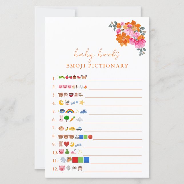 Pink & Orange Baby Books Emoji Pictionary Game (Front)