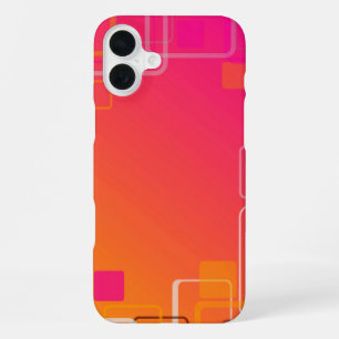 Pink-orange background with colourful squares iPhone 16 plus case