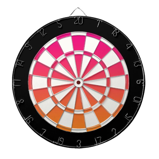 Pink Orange Black And White Dartboard (Front)