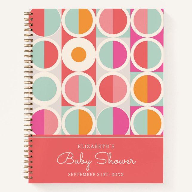 Pink Orange Blue Geometric | Baby Shower Notebook (Front)