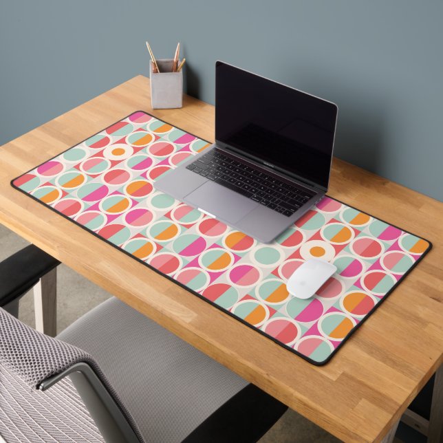 Pink Orange Blue Geometric Pattern Desk Mat (Office 2)