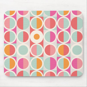 Pink Orange Blue Geometric Pattern Mouse Mat