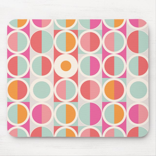 Pink Orange Blue Geometric Pattern Mouse Mat (Front)