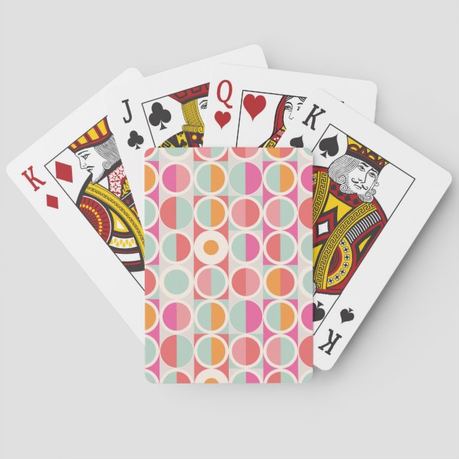 Pink Orange Blue Geometric Pattern Playing Cards (Back)