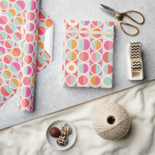 Pink Orange Blue Geometric Pattern Wrapping Paper