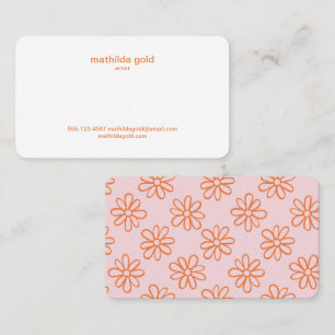 Pink Orange Boho Cute Girly Minimalist Simple Business Card