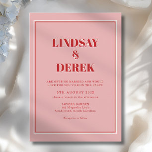 Pink Orange Bold Font Modern Wedding Invitation