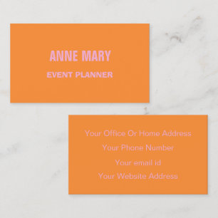 Pink Orange Bright Colourful Professional Girly Business Card