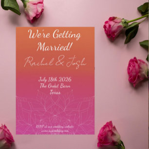 Pink & Orange Bright Ombre Mandala Wedding Invitation