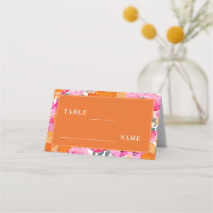 Pink & Orange Bright Summer Garden Wedding Table Place Card