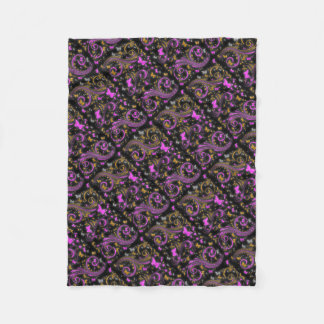 Pink orange butterfly glitter swirl fleece blanket