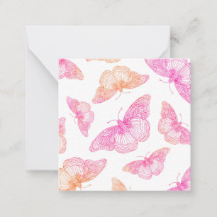Pink Orange Butterfly Pattern  Card