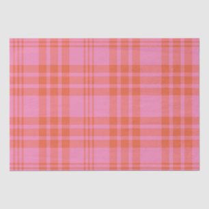 Pink Orange Chequered Plaid Gingham  Tissue Paper