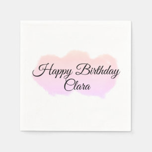 Pink orange clouds pastel happy birthday modern napkin