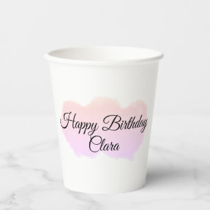 Pink orange clouds pastel happy birthday modern paper cups