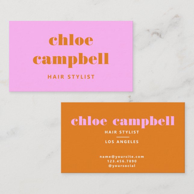 Pink & Orange, Colourful & Creative, Modern  Business Card (Front/Back)