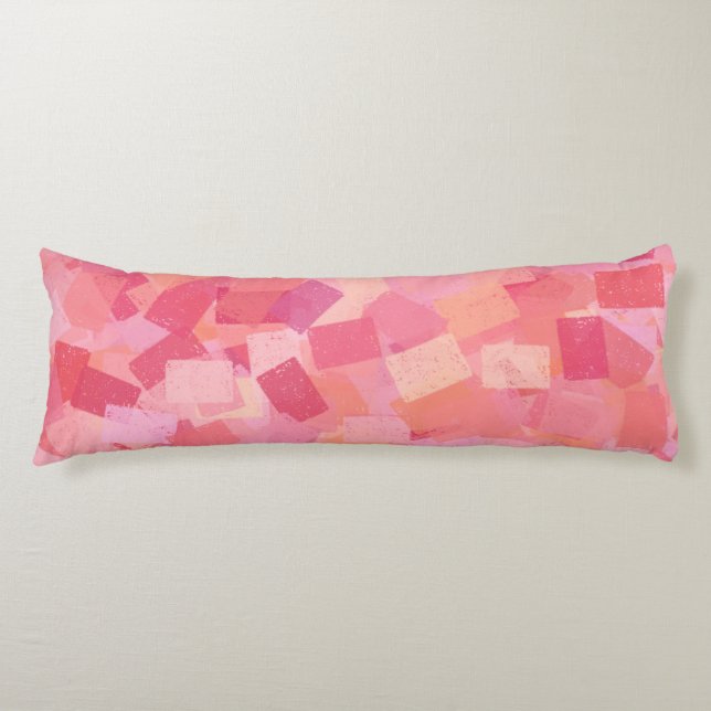 Pink Orange Cubism Abstract Pattern Body Cushion (Front)