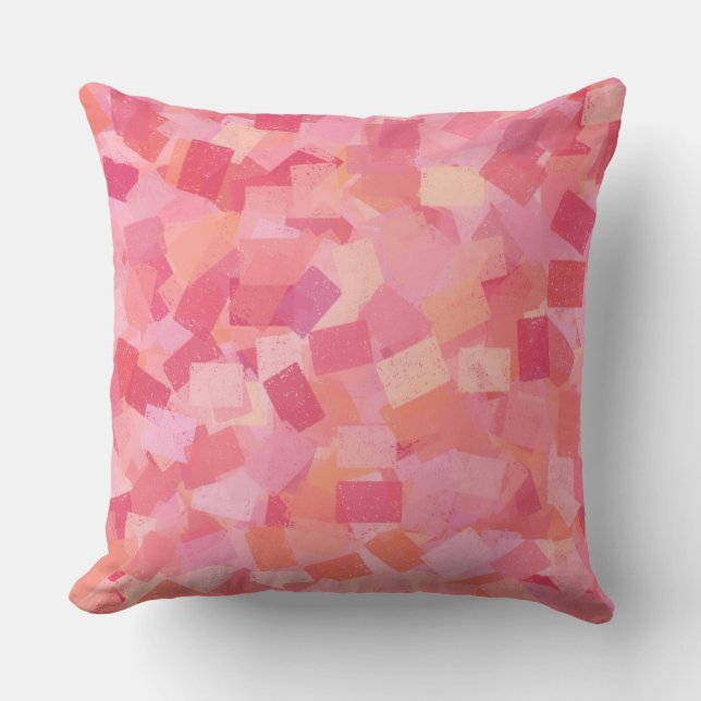 Pink Orange Cubism Abstract Pattern Cushion (Front)
