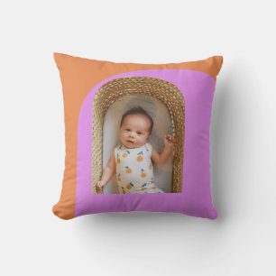 Pink Orange Custom Baby Photo Nursery Keepsake Cushion