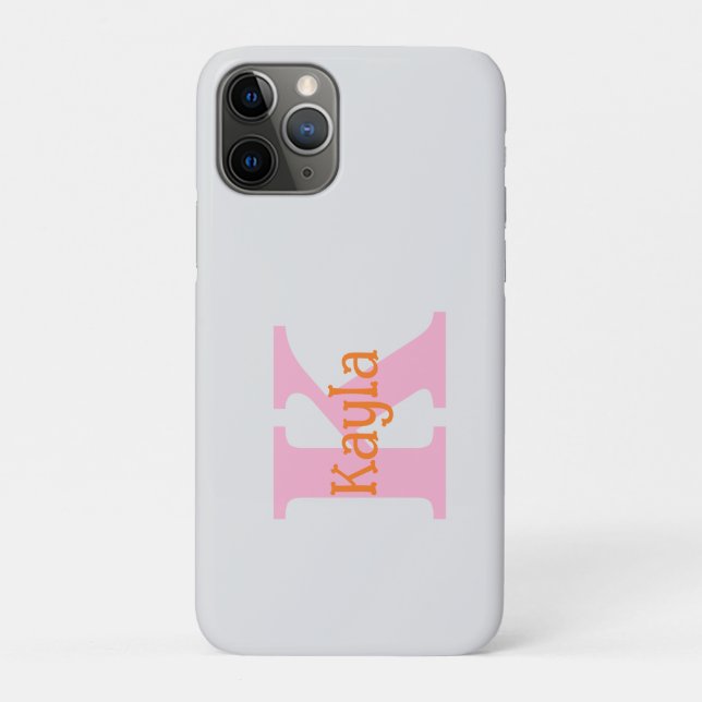 Pink Orange Custom Colour Grey Grey Girly Modern Case-Mate iPhone Case (Back)