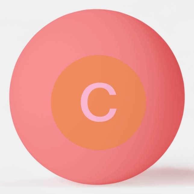 Pink Orange Custom Colour Monogram Initial Modern Ping Pong Ball (Front)