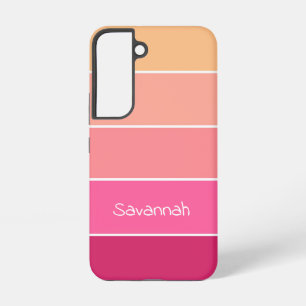 pink orange Custom Summer Color Block Stripes Samsung Galaxy Case