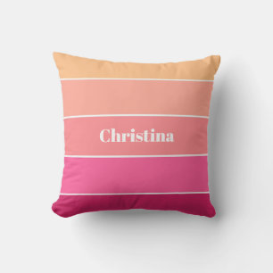 Pink Orange Custom Summer Colour Block Stripes Cushion