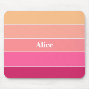 Pink Orange Custom Summer Colour Block Stripes Mouse Mat