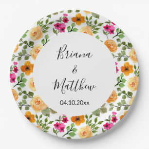 Pink Orange Cute Summer Floral  Paper Plate