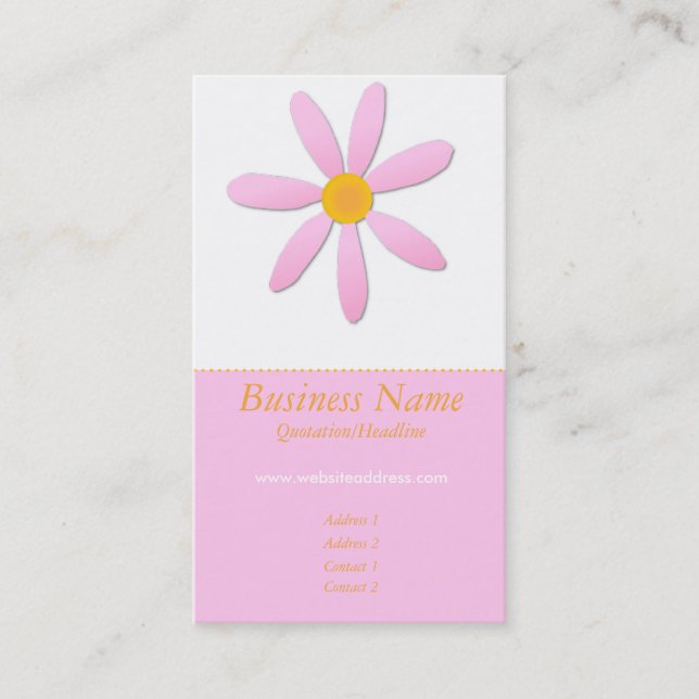 Pink & Orange Daisy Flower Business Cards (Front)