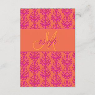 Pink Orange Damask Wedding RSVP for Square Invites