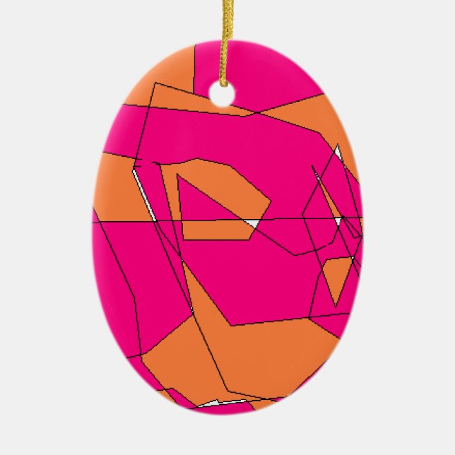 Pink Orange Digital Painting, Kids Art Ceramic Tree Decoration (Front)