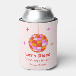 Pink Orange Disco Ball Let's Disco Birthday Party Can Cooler