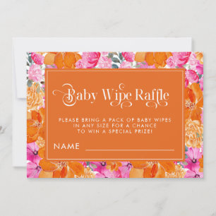 Pink & Orange Floral Baby Wipe Raffle Card