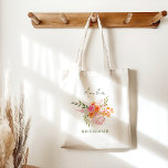 Pink Orange Floral Bridal Shower Welcome Sign Tote Bag<br><div class="desc">Personalised Cute Pink Orange Floral Watercolor Bridal Shower Tote Bag Bridesmaid Gift</div>