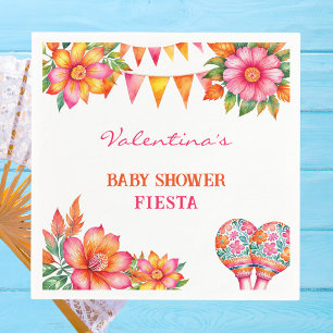 Pink Orange Floral Colourful Fiesta Baby Shower Napkin