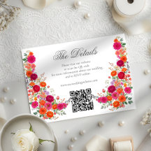 Pink & Orange Floral Garden Wedding Website QR