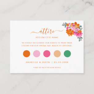 Pink & Orange Floral Guest Dress Attire QR Code Enclosure Card