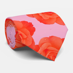 Pink Orange Floral Rose Vintage Colourful Gift Tie