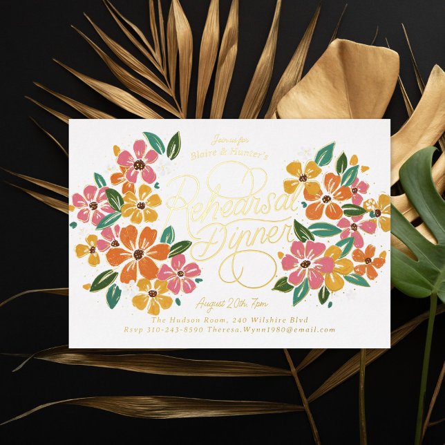 Pink Orange Florals Hand-Lettered Rehearsal Dinner (Creator Uploaded)
