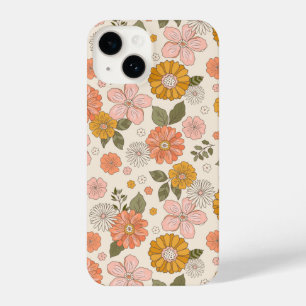 Pink & Orange Flower Garden Pattern iPhone 14 Case