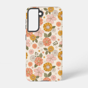 Pink & Orange Flower Garden Pattern Samsung Galaxy Case